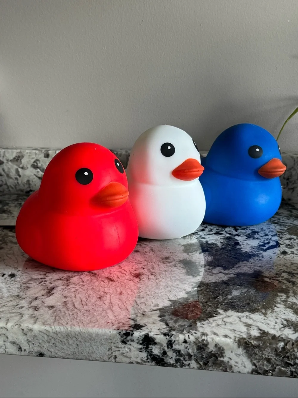 Set of 3 Sunny Days Red White & Blue Rubber Duck Squishy Set - viral squishy